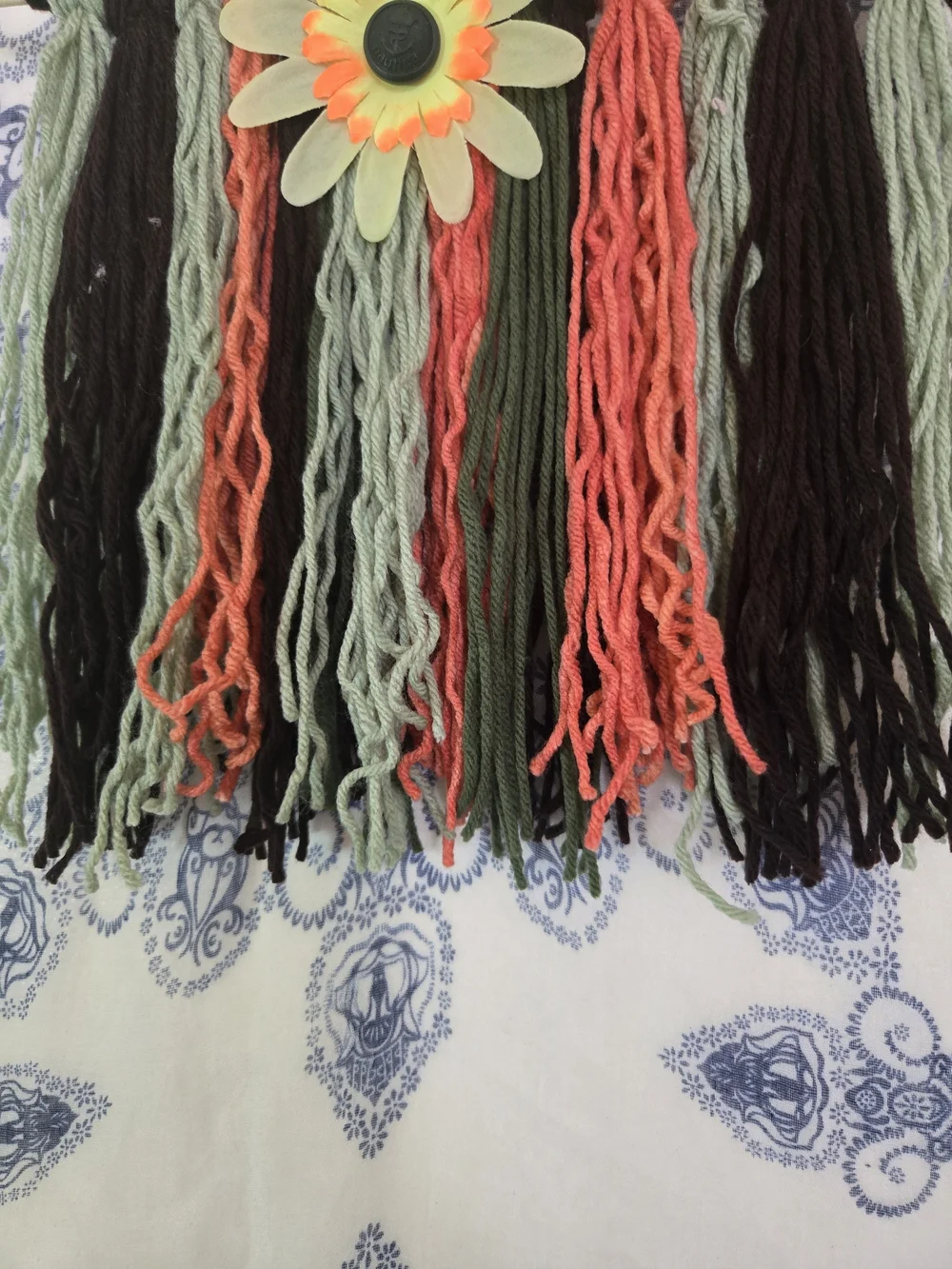 4/$15 Sunflower Grandma Home Decor Handmade Green, Orange Brown Wall Hanging